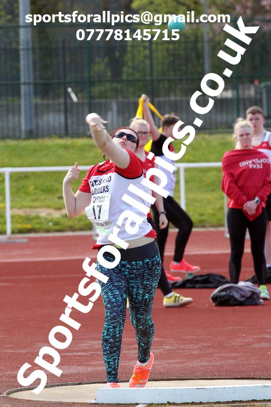 Shot putt, 2021 NECAA Middlesbrough Open Meting, Sunday, May 9th. Photo: David T. Hewitson/Sports for All Pics
